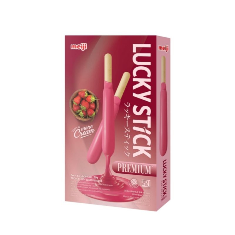 

Lucky stick biskuit stick strawberry premium 35 gr