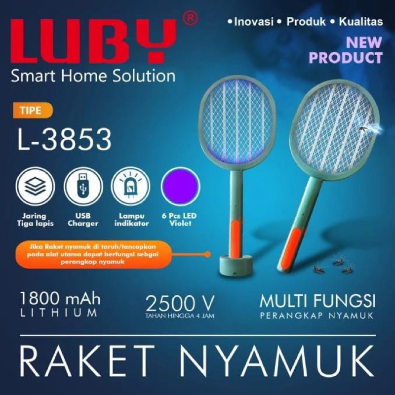 Raket Nyamuk Luby Raket Nyamuk Perangkap Berkualitas Terbaik SNI L-3853