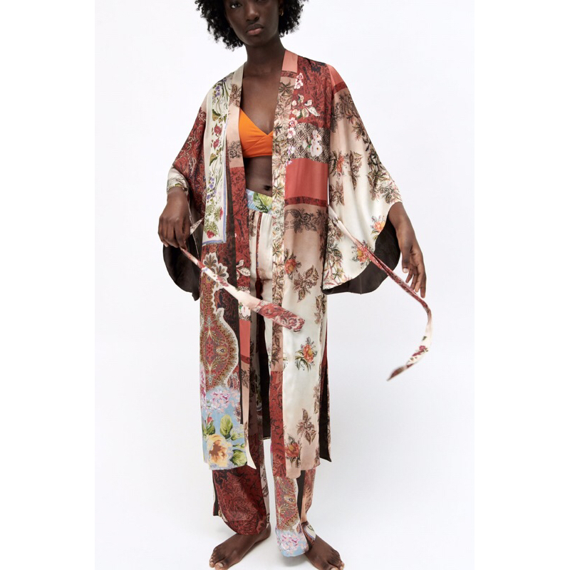 Zara Set Patchwork Kimono&Trousers
