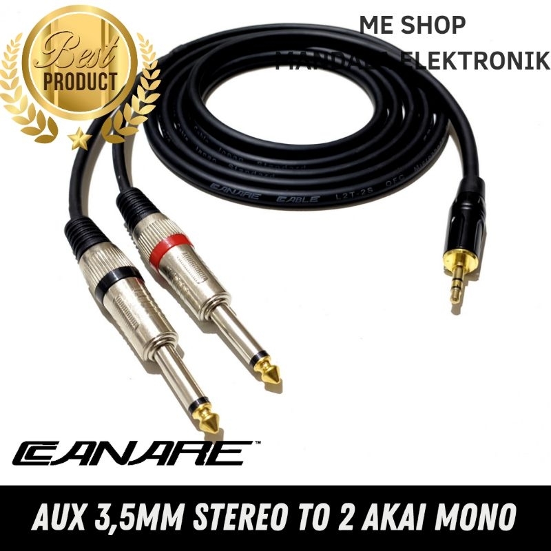 kabel audio jack mini stereo 3,5mm to 2 akai mono 6,5mm