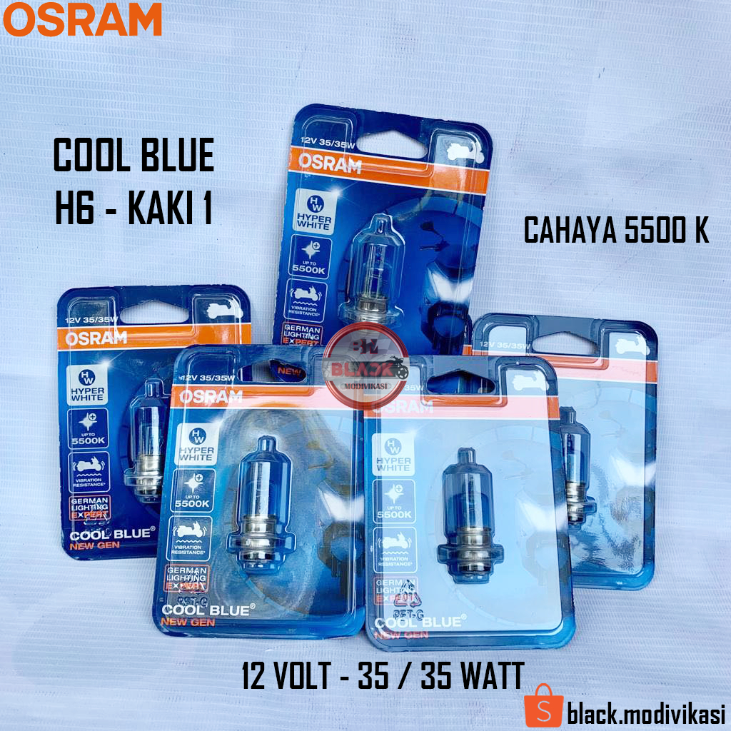 Bohlam Lampu Depan Halogen OSRAM COOL BLUE Kaki 1 Socket H6 12V / 35 W Bebek Matic Honda Yamaha Suzuki