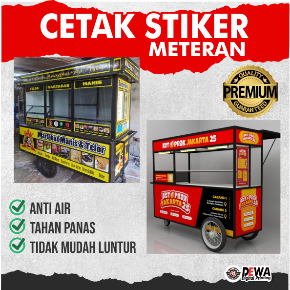 

Cetak Stiker Meteran Outdoor/ stiker gerobak/ stiker vinyl Kualitas Tinggi tahan terhadap sinar