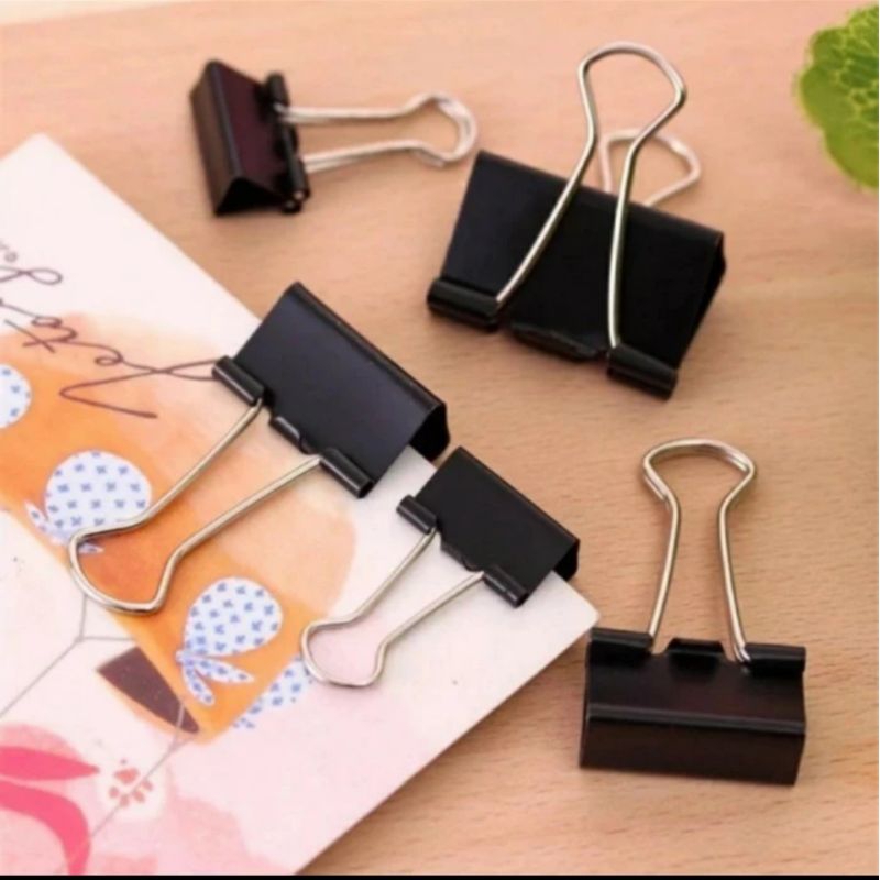 

MS Binder Clip 41Mm Klik Penjepit Kertas Warna Hitam Per 12 Pcs