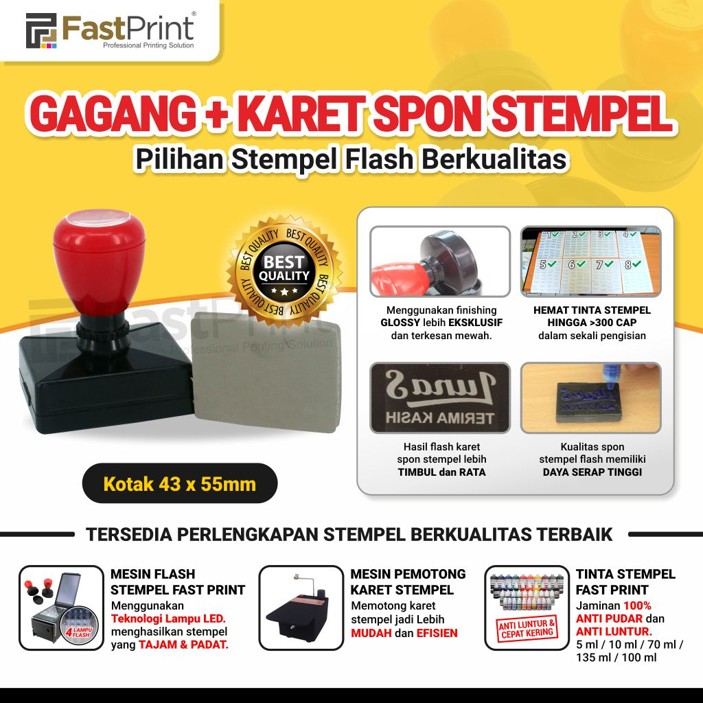 

Fast Print Gagang Stempel Flash Plus Karet Kotak Ukuran 43X55MM