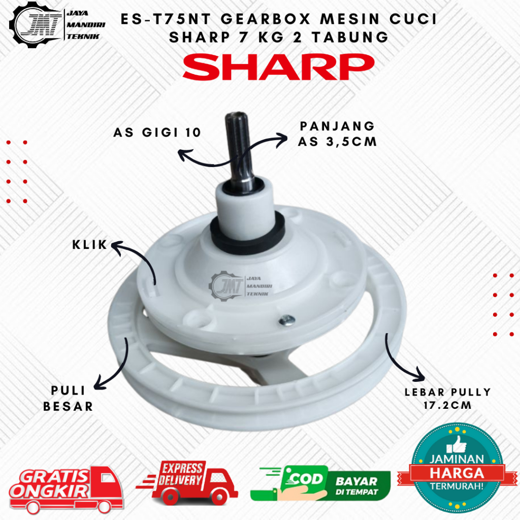 ES-T75NT GEARBOX SHARP 2 TABUNG 7 KG - GEAR BOX MESIN CUCI SHARP 2 TABUNG GIGI 10