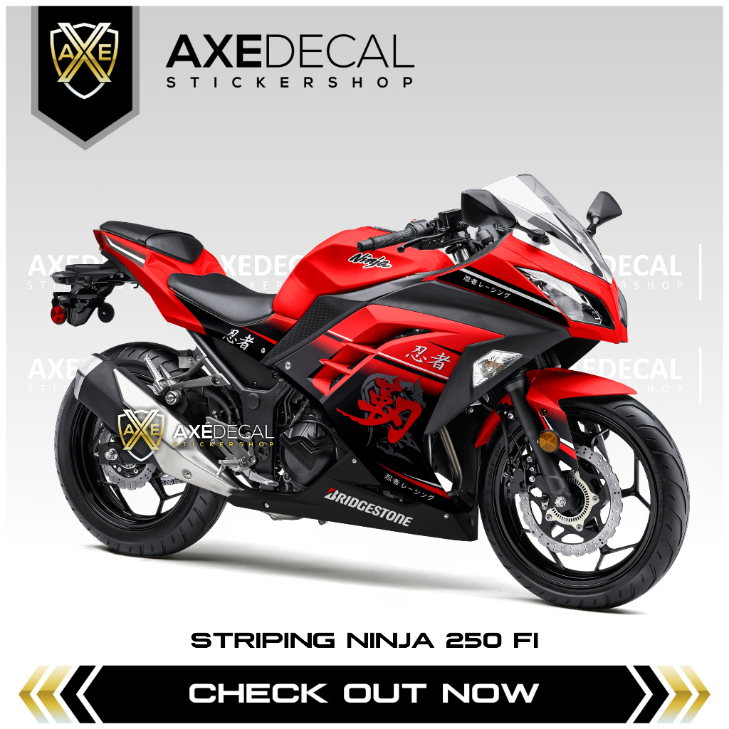 STRIPING NINJA 250 FI KANJI NAGA DESIGN CUSTOM / STIKER MOTOR KAWASAKI NINJA FI OLD