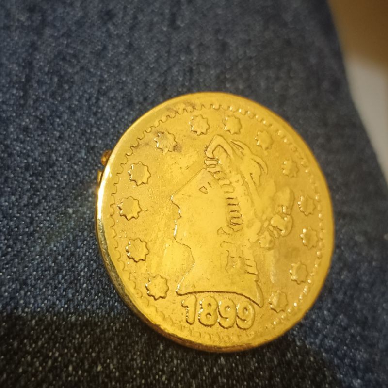 Bross koin besar diameter 3.3cm lapis emas 24k / Pin Lapis Emas / Koin Rupiah Ringgit Suku