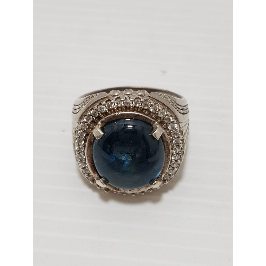 Batu safir cincin cangkang perak