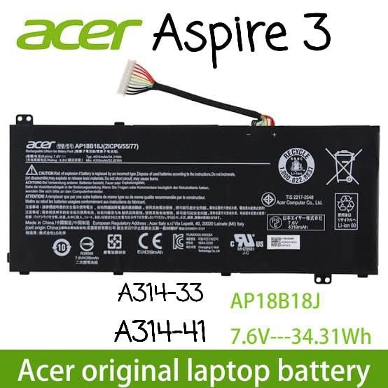 MASRI Ap18B18J Baterai Laptop Acer Aspire 3 A314 A314-33 A314-44 A314-41 A314-41-62Tr A314