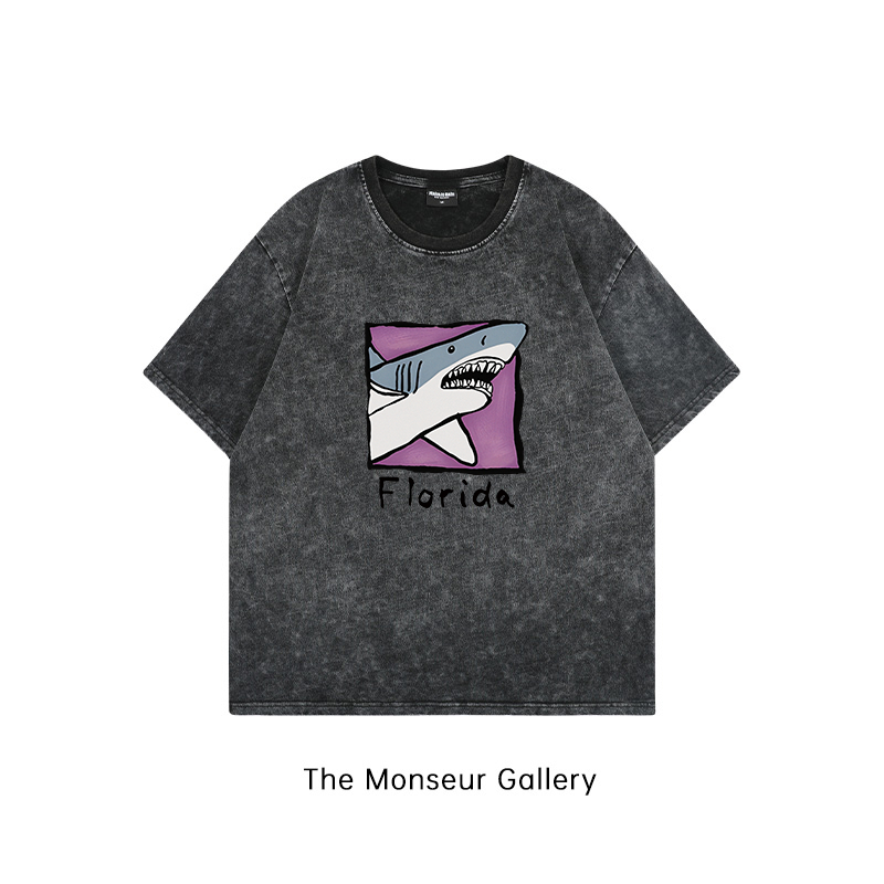 The Monseur Gallery T-shirt Washed Oversize Florida Sharks | Kaos Wanita Hitam