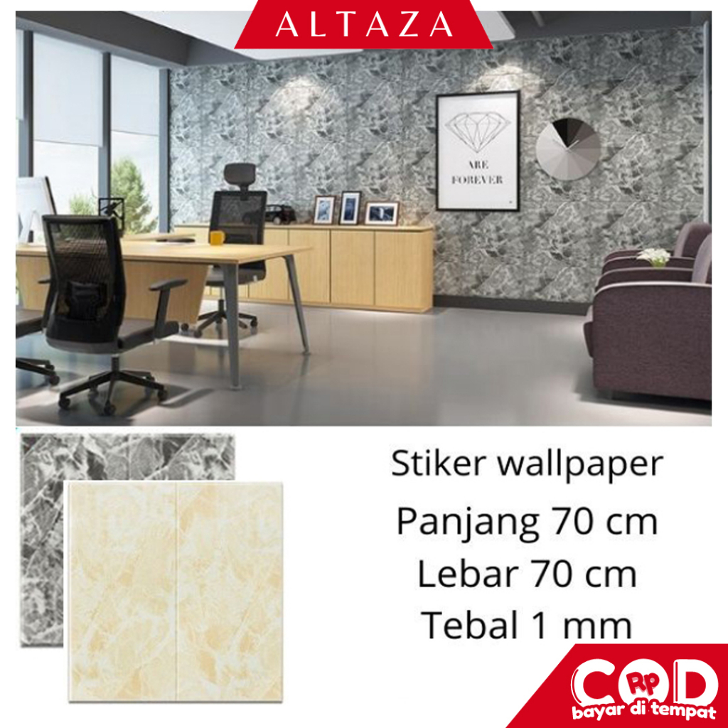 ALTAZA COD Wallpaper Sticker Foam 3D motif Marble / Stiker Dinding 70cm x 70cm U134