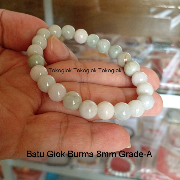 Gelang Batu Giok Burma 8mm Grade-A / Gelang Giok Asli / Gelang Pria Wanita