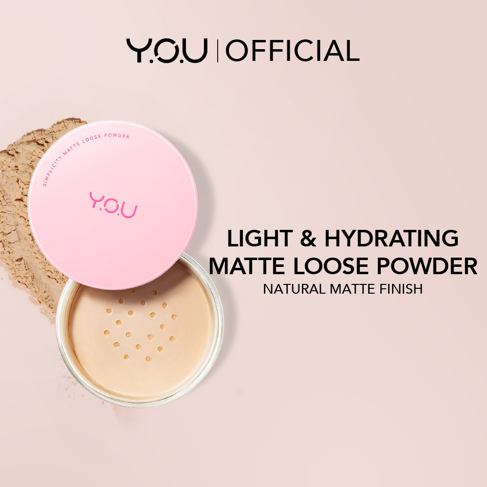 YOU Simplicity Matte Loose Powder / Indonesia Bedak Tabur 6.8g / Peach Blossom / 4D Hyaluronic Acid 