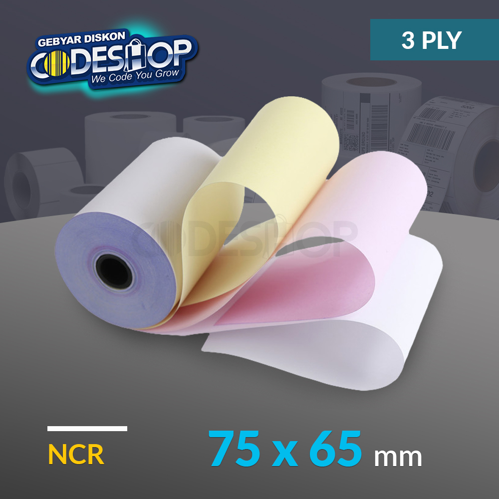 

(10 Roll) Codeshop Kertas NCR 75 x 65 mm 3 Ply Struk Kasir Printer Dot Matrix