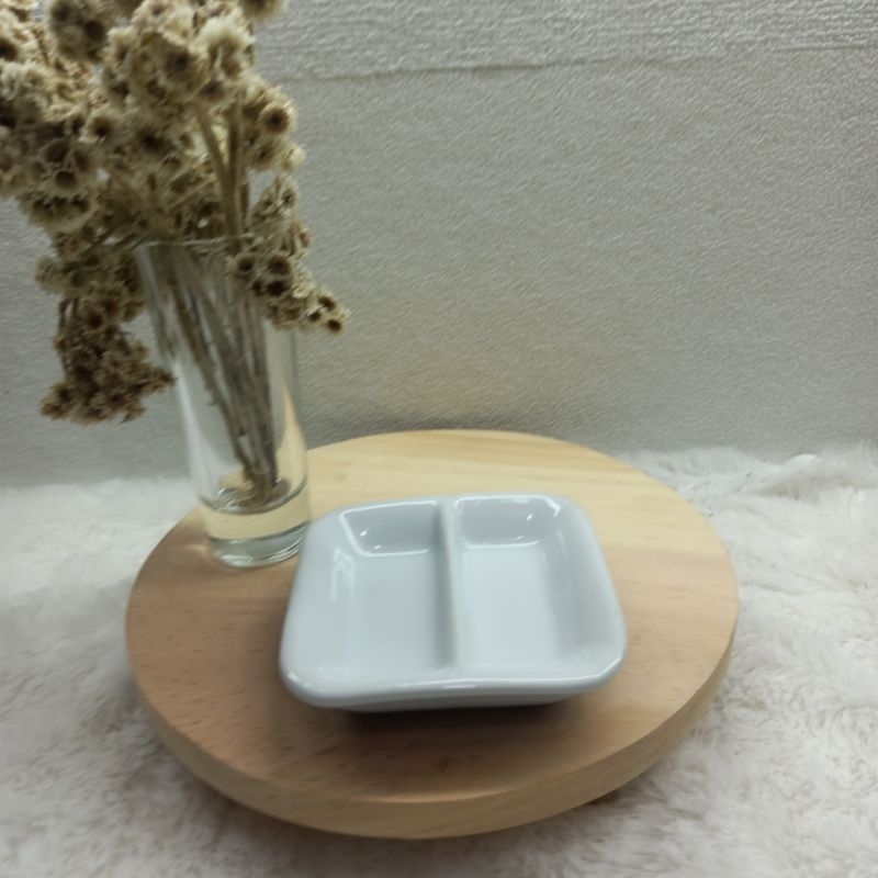 PIRING SAMBAL KERAMIK 2 SEKAT ORIGINAL/ WADAH SAMBAL/ TEMPAT SAUS