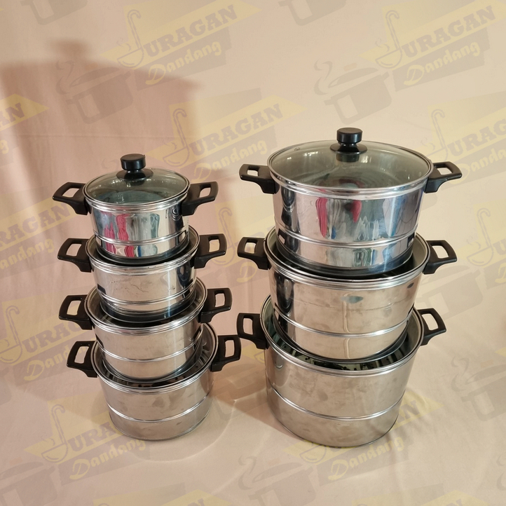 Panci Sarang Panci Kukus Tutup Kaca Panci Stainless Ukuran 24-28 Murah