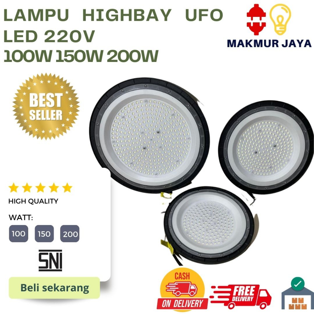 LAMPU LED HIGHBAY UFO SOROT PLAFON LAMPU GANTUNG INDUSTRI 100W 150W 200W