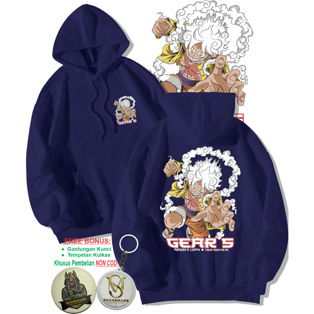 Sweater Pria Hoodie Oversize GEAR 5 LUFFY | Hodie Wanita Jumbo Anime Terbaru Bahan FLeece 300 Gsm Pa