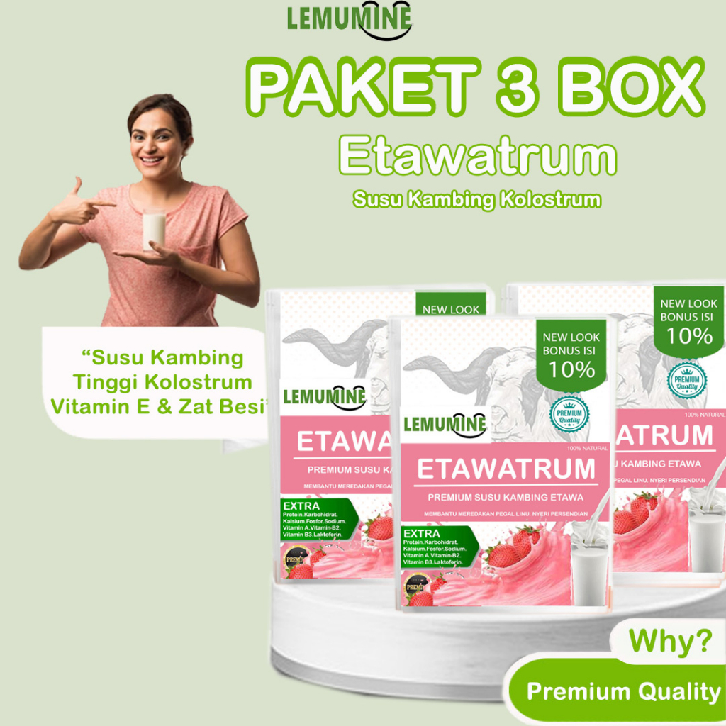 

Susu kambing etawa bubuk 1kg Kolestrum Penggemuk Badan Dewasa Susu Gemuk Anak Penambat Berat Badan Lemumine (3box)