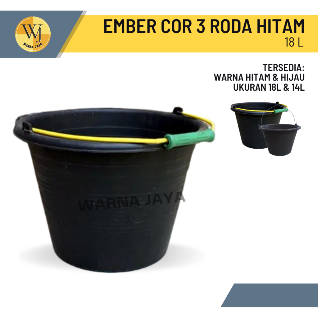 Ember Plastik Cor Jumbo Tiga Roda Hitam 18L / Ember Cor