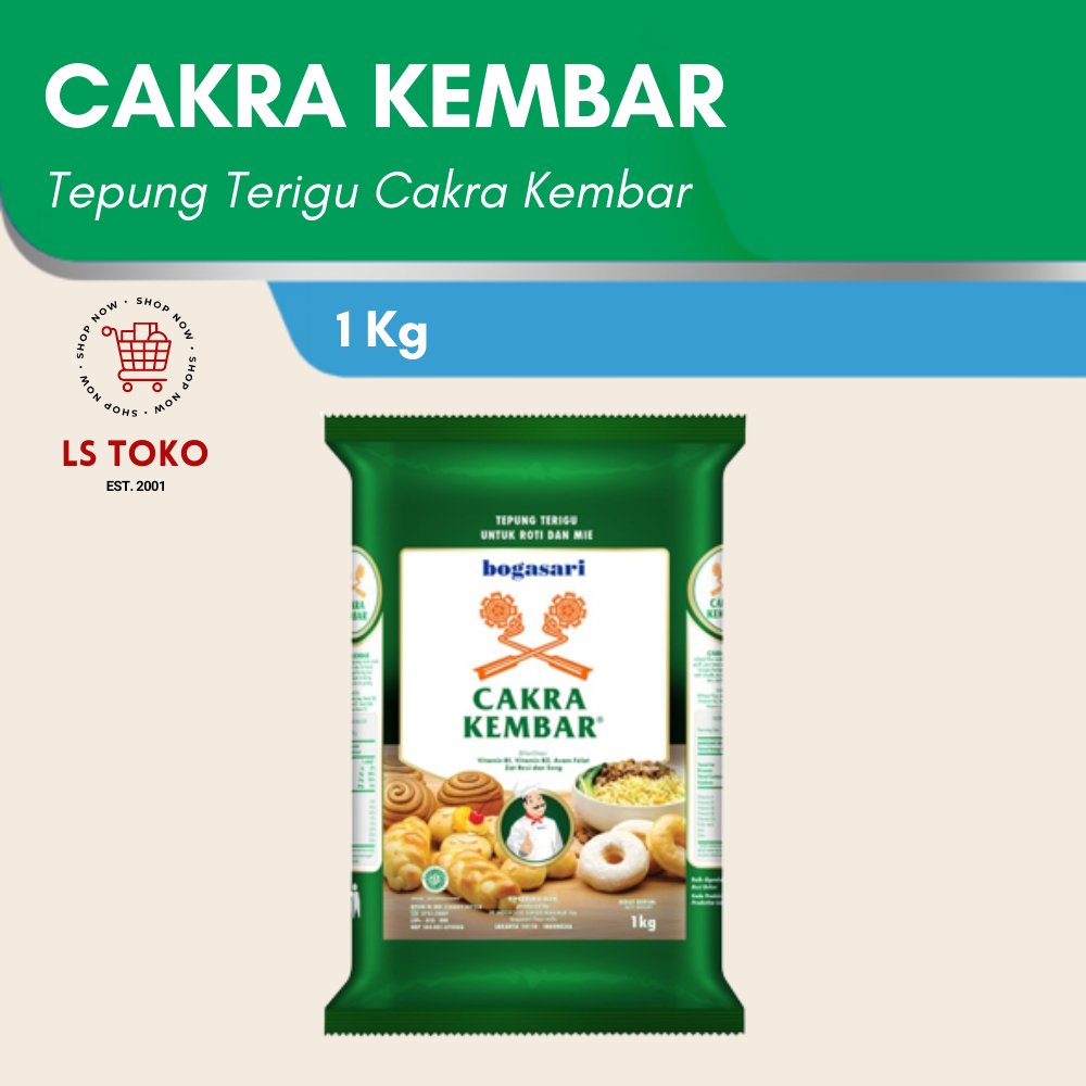 

Tepung Terigu CAKRA KEMBAR 1Kg [ Protein Tinggi ]