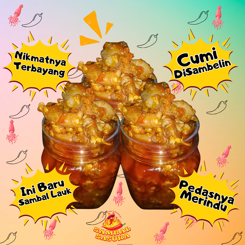 

Sambal Sasuka Baby Cumi Pedas 150gr /Sambal Lauk Siap Saji/Khas Sulawesi