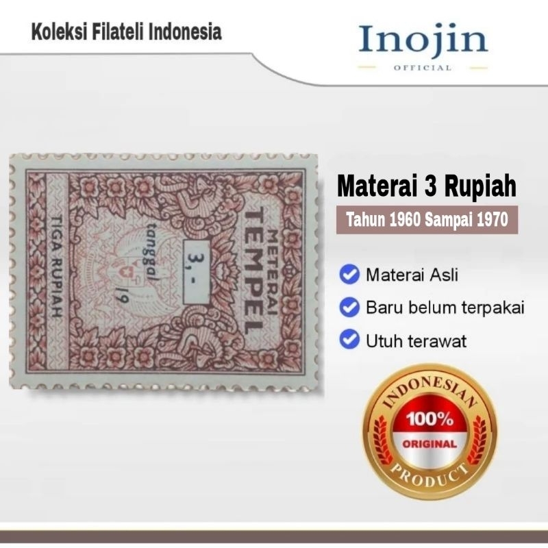 

Materai 3 Rupiah Tahun 1960 1961 1962 1963 1964 1965 1966 1967 1968 1969 1970 Perangko Matrai Tempel Asli Original