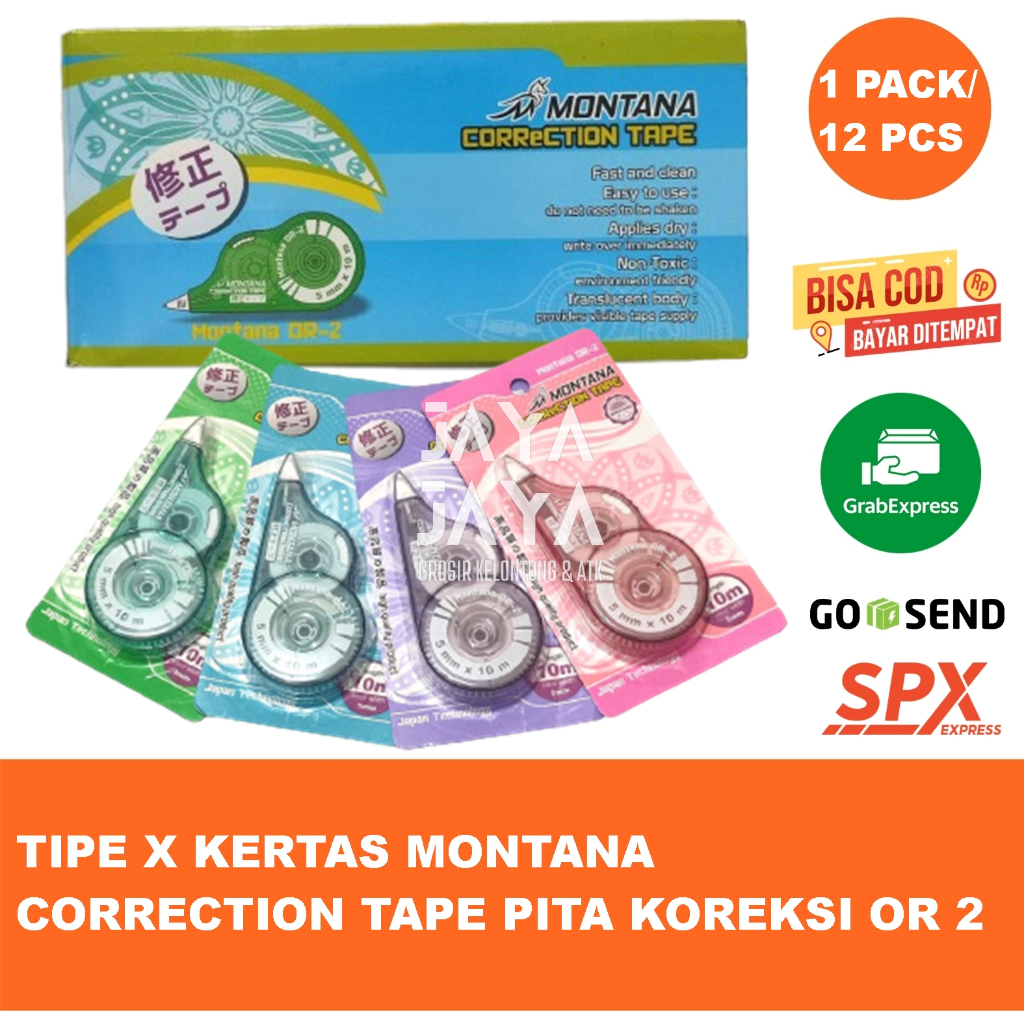 

TIPE X KERTAS MONTANA CORRECTION TAPE PITA KOREKSI OR 2