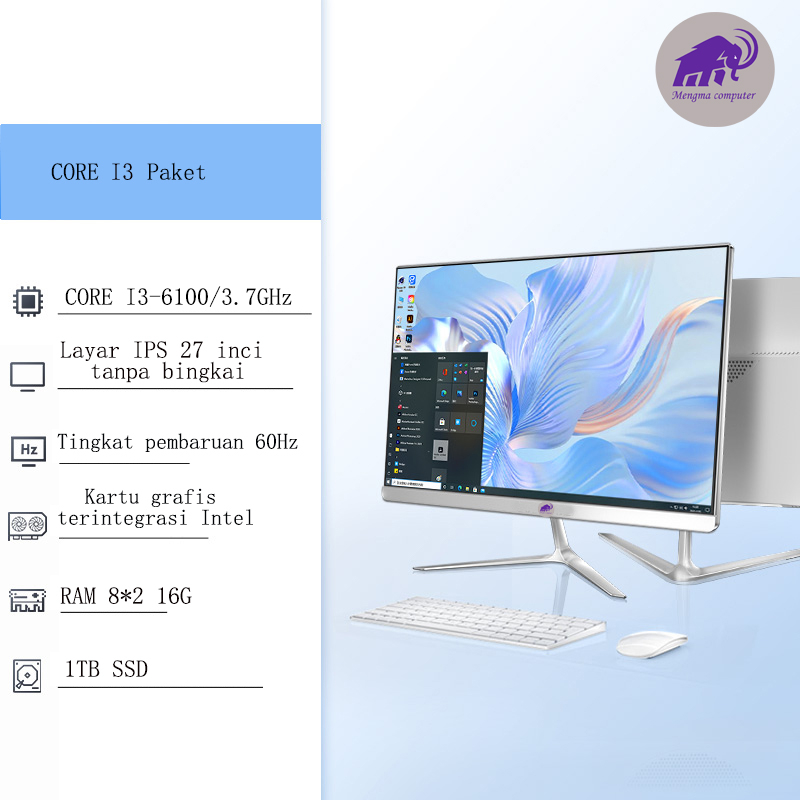 Komputer All-in-One Baru dengan Prosesor Intel Core i3 Generasi Ke-8, Memori 16GB, SSD 1TB, Layar 22/24/27 Inci, Gratis Keyboard dan Mouse - Siap Pakai, Garansi 1 Tahun-27