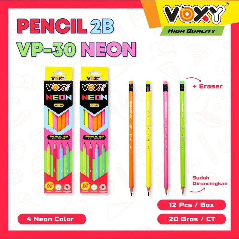 

Pensil 2B PASTEL DAN NEON VOXY 12 pcs