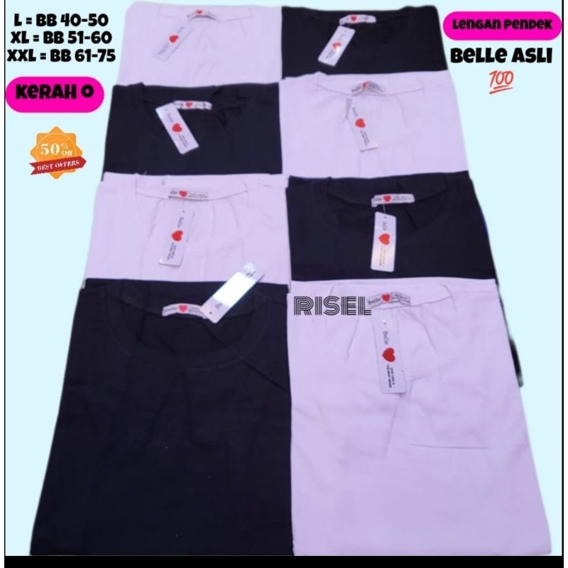 Kaos Belle Polos Putih Wanita Dewasa Lengan Pendek Asli Original