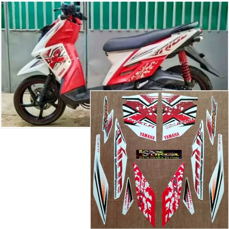 Striping Original Yamaha X Ride putih merah tahun 2013 - Sayap Motor