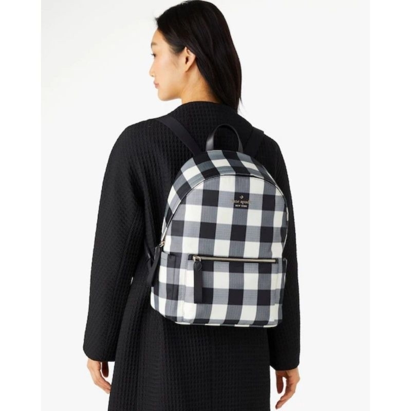 Kate Spade Chelsea Large Backpack Textured gingham