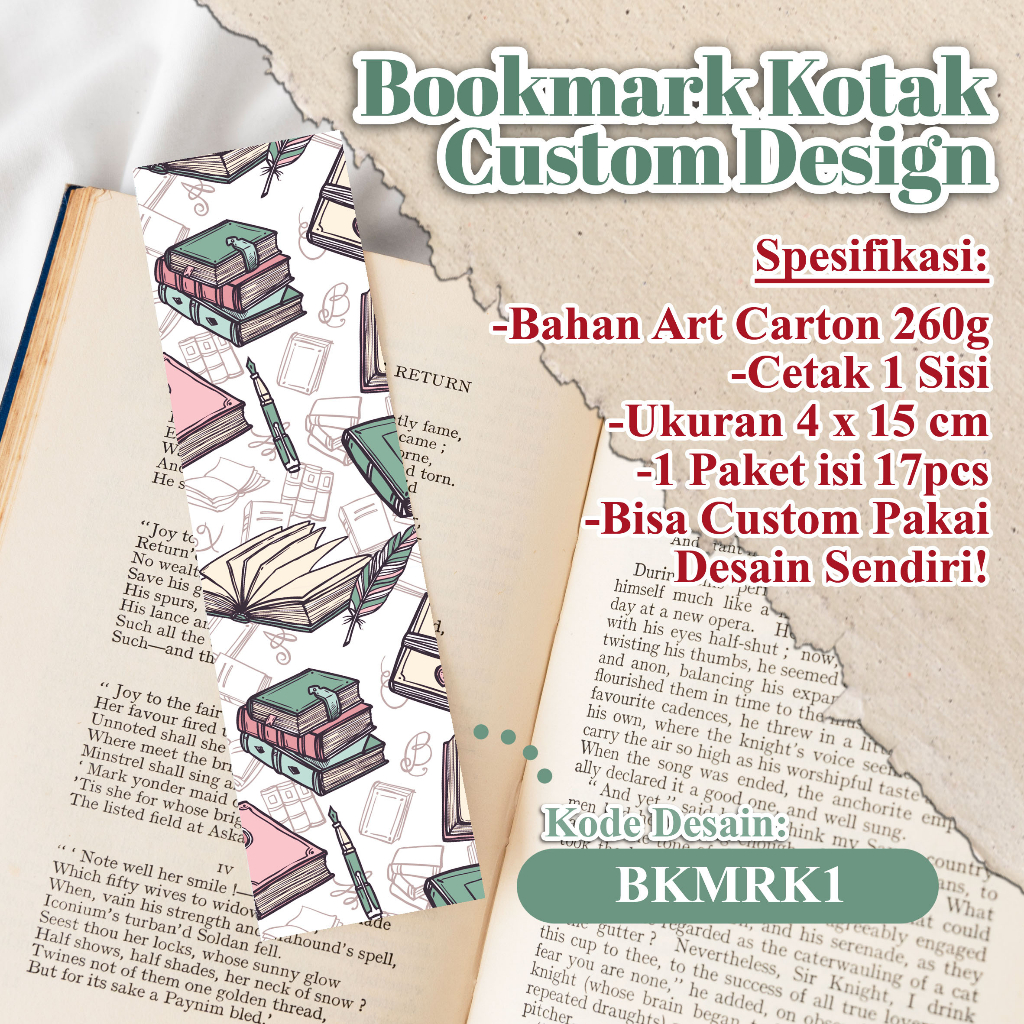

Bookmark Custom Murah / Pembatas Buku Custom Bentuk Kotak Murah [Isi 17pcs/paket] - BOOKMARK CUSTOM BENTUK KOTAK - DESAIN ESTETIK - DESAIN SENDIRI
