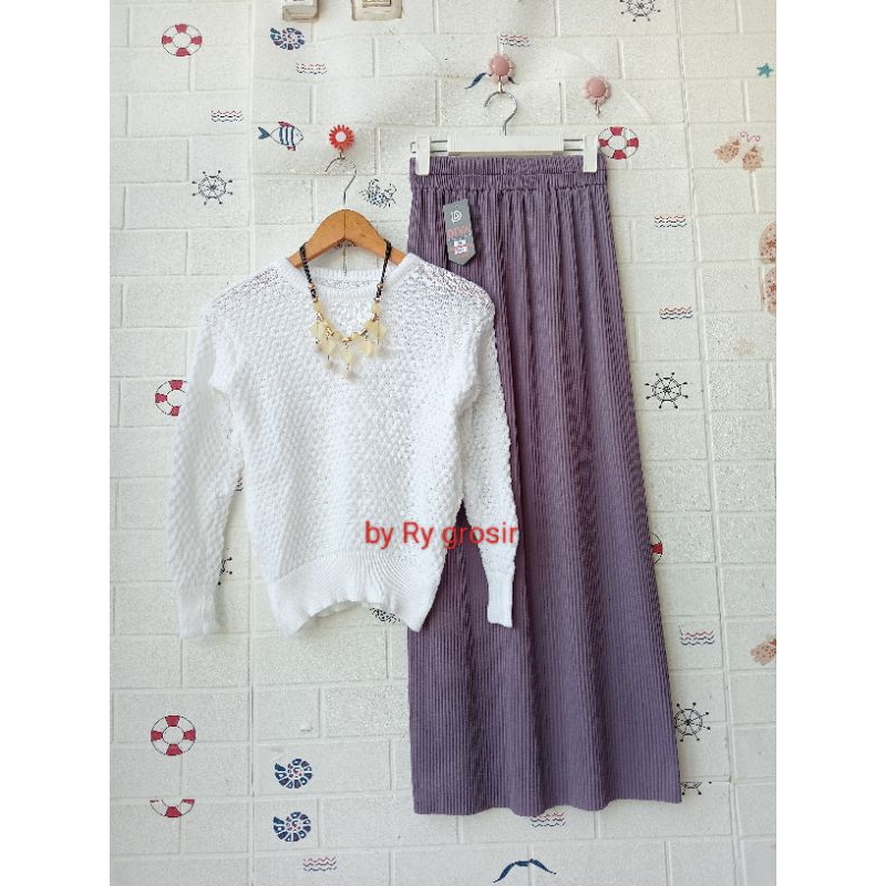Setelan Rajut Nanas Rok Span lidi