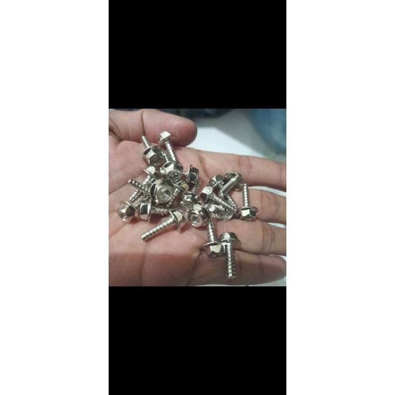 baut kasar chrome kilap (isi 12)