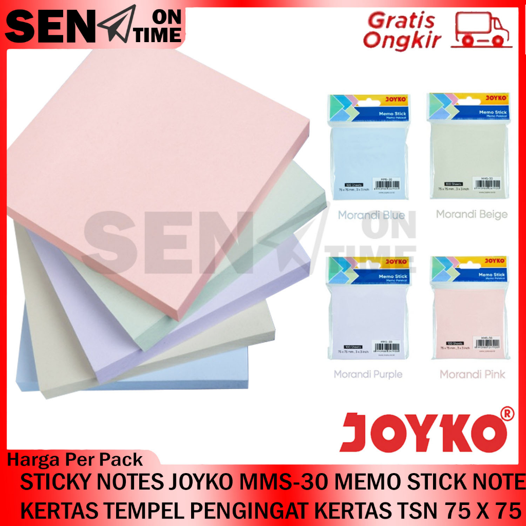 

STICKY NOTES JOYKO MMS-30 MEMO STICK NOTE KERTAS MEMOO TEMPEL TSN 75x75 100 LEMBAR PAPER PAPERS COLOR COLOUR KERTASS CATATAN PERLENGKAPAN SEKOLAH KERJA KANTOR ATK ALAT TULIS BUKU DINDING STYROFOAM 100 SHEETS HIJAU STABILO ORANGE PINK BIRU MOMEO STIK NOTEB