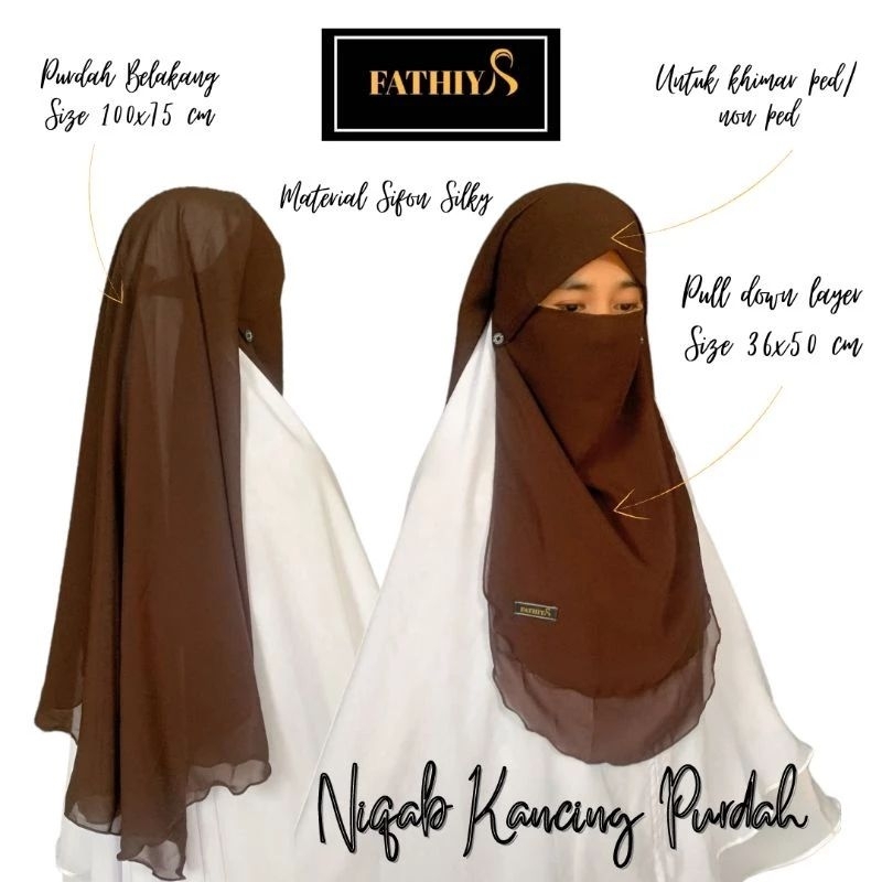 Cadar Niqab Poni Kancing Purdah/Niqab Yaman Poni kancing Purdah 3 Layer