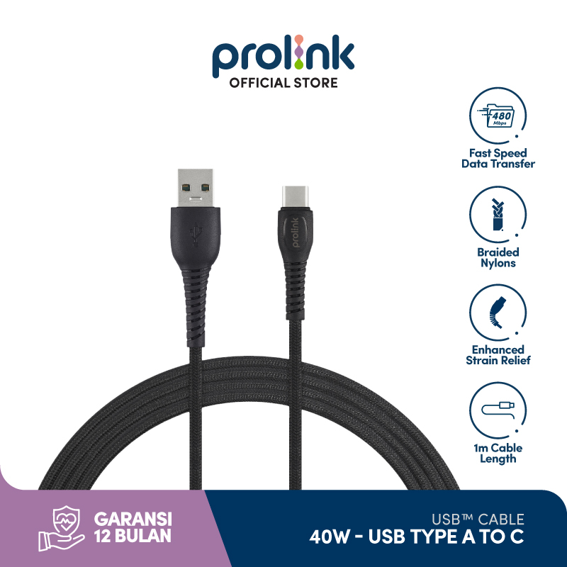 Prolink 40W 5A Fast Charging USB Kabel Data Type C l 480Mbps l 1 Meter