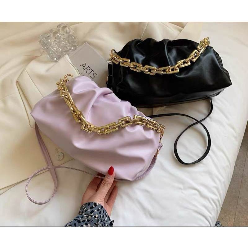 FT04 Terbaru BOT*ega Veneta Botega The Pouch bagfe black flap intrecciato Tas Wanita Cantik P 26 x L