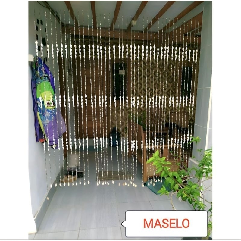 Tirai Kerang/Gorden kerang Motif Hitam Putih, Gorden Jendela/Pintu Isi 20 untai tirai