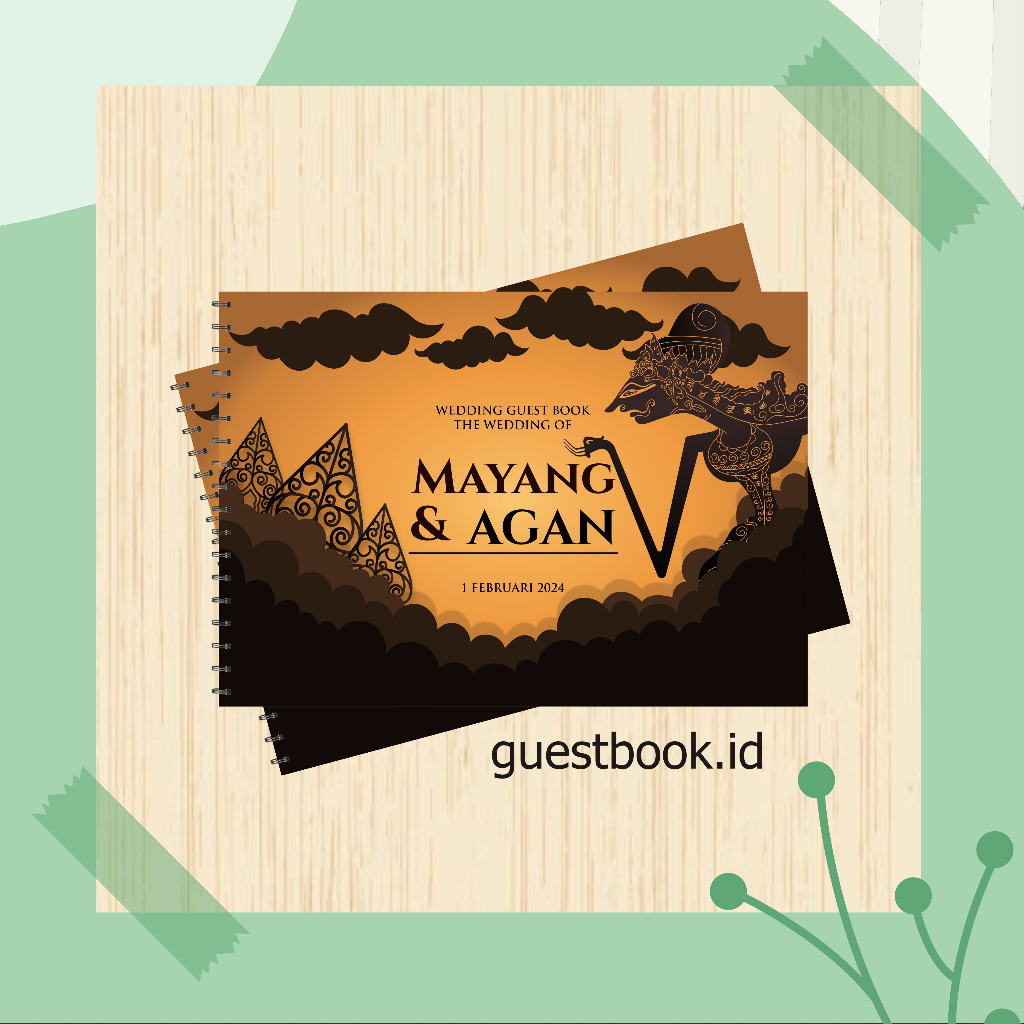 Guest Book Custom Motif Ethnic Gunungan Wayang / Buku Tamu Undangan Motif Wayang Custom