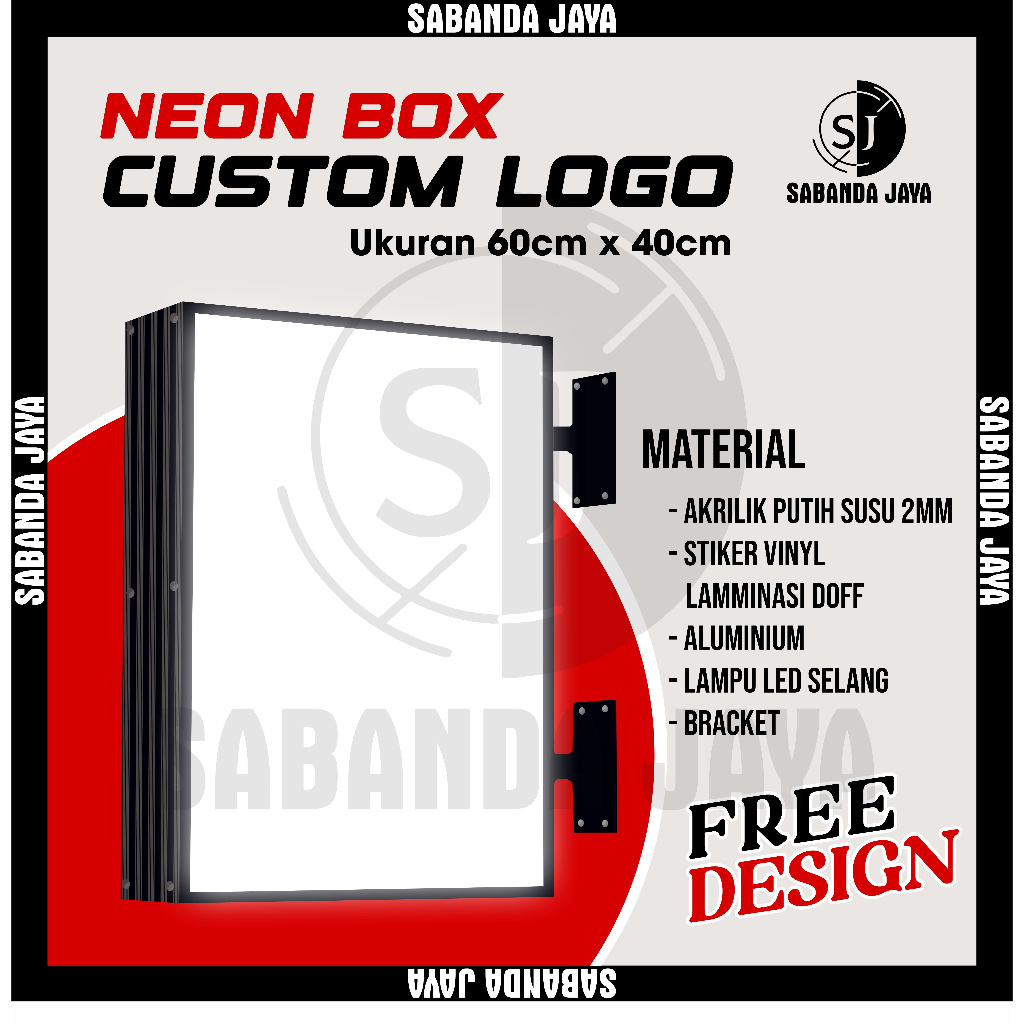 NEON BOX AKRILIK CUSTOM LOGO 40cm x 60cm