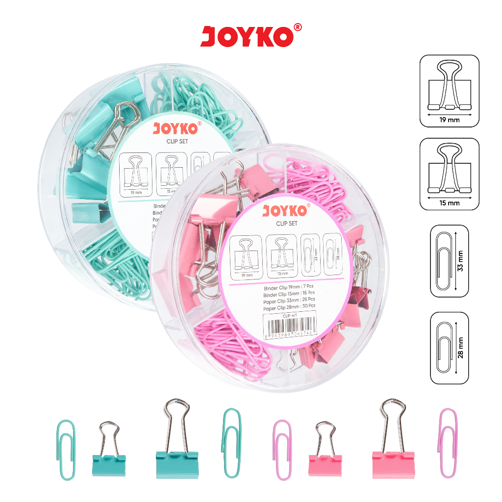 

Clip Set Klip Penjepit Kertas Joyko 4 Type