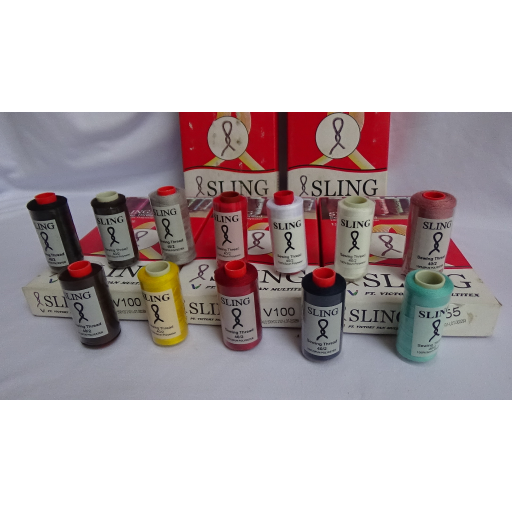Benang jahit merk sling macam-macam warna - 500 yard (12 pcs) aksesoris konveksi garmen