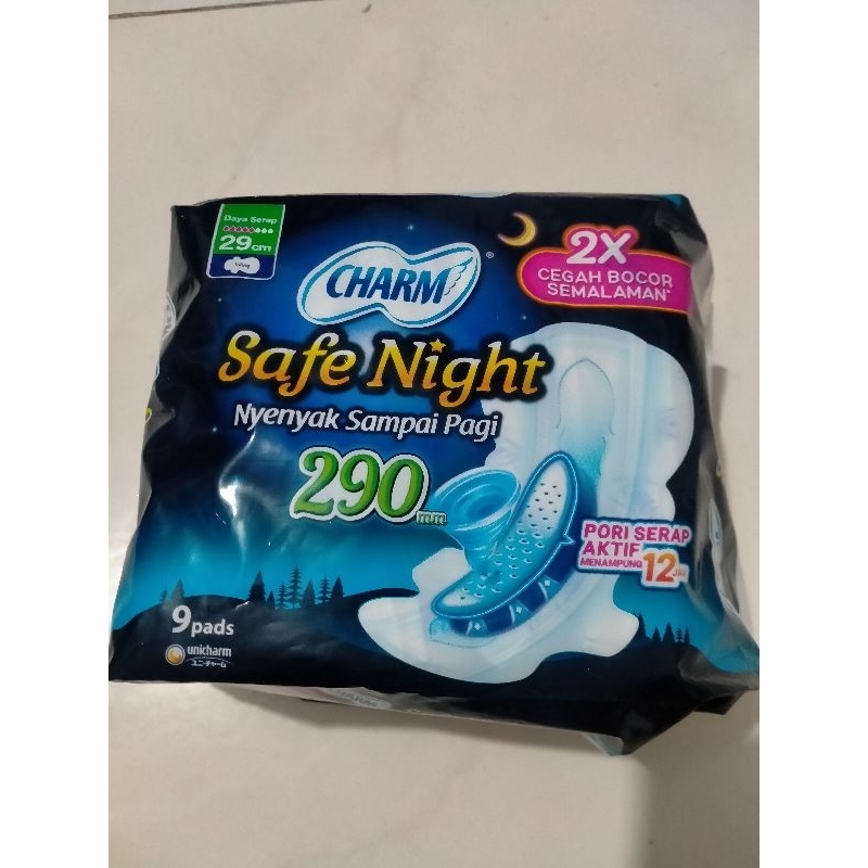 Charm Safe Night Wings 29cm 9pads | Softex Charm