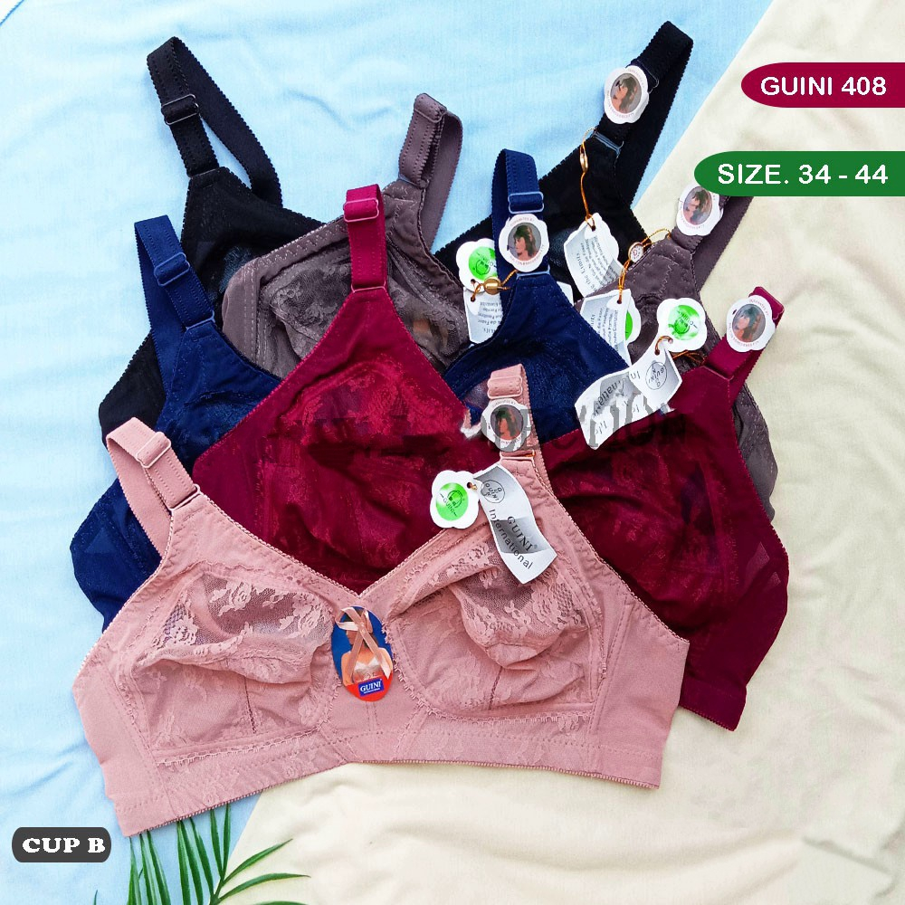 Bra Guini 408 BH Wanita Brukat Tanpa Busa Tanpa Kawat Bra Emak