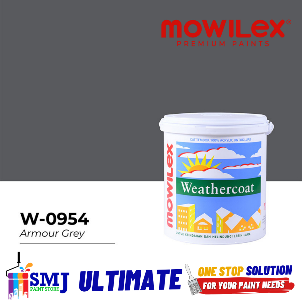 Cat Tembok Eksterior MOWILEX WEATHERCOAT W 0954 Armour Grey 2,5L