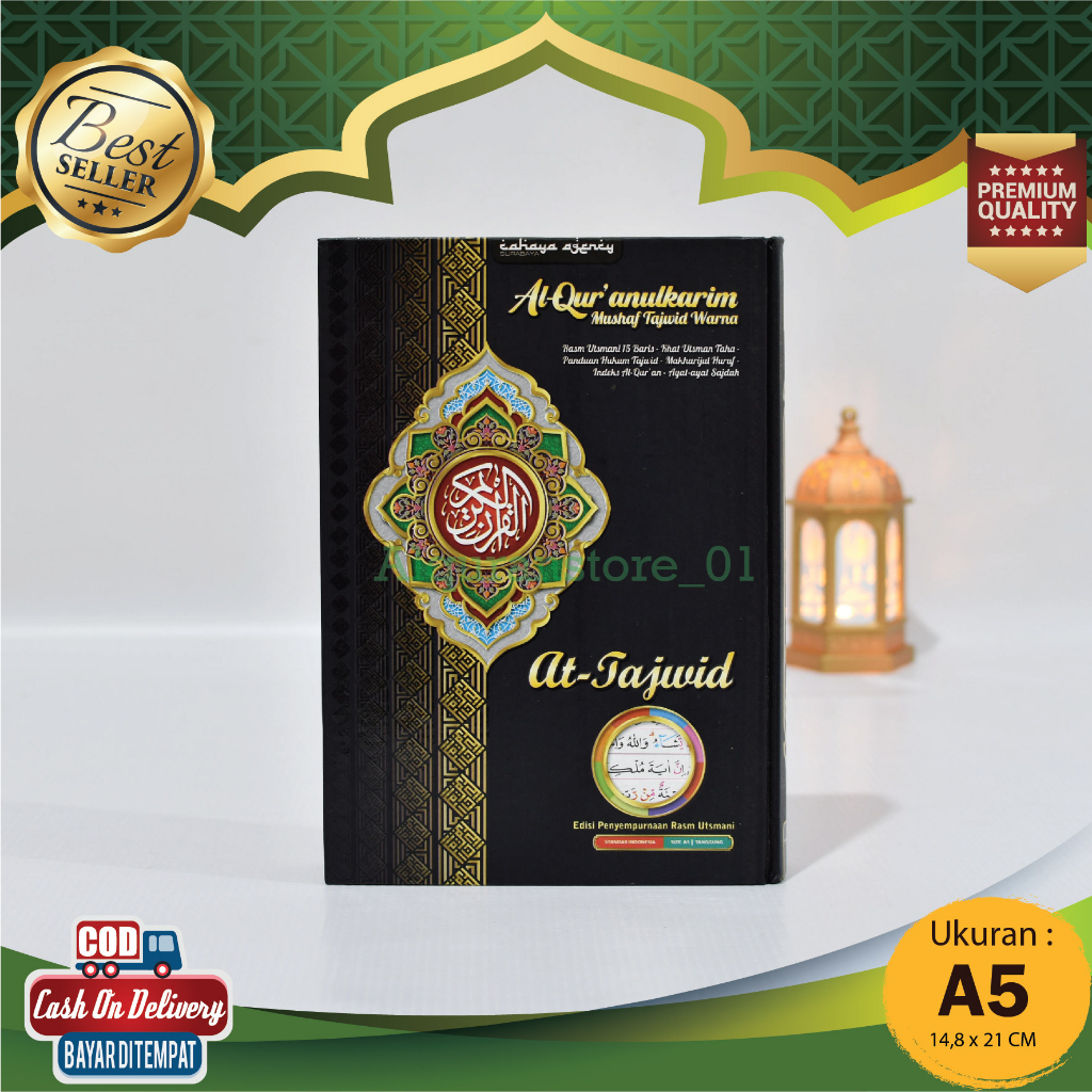 Alquran Mushaf AT-TAJWID Non Terjemah A5 Tajwid Berwarna Penerbit Cahaya Agency Al Quran Rasm Utsman