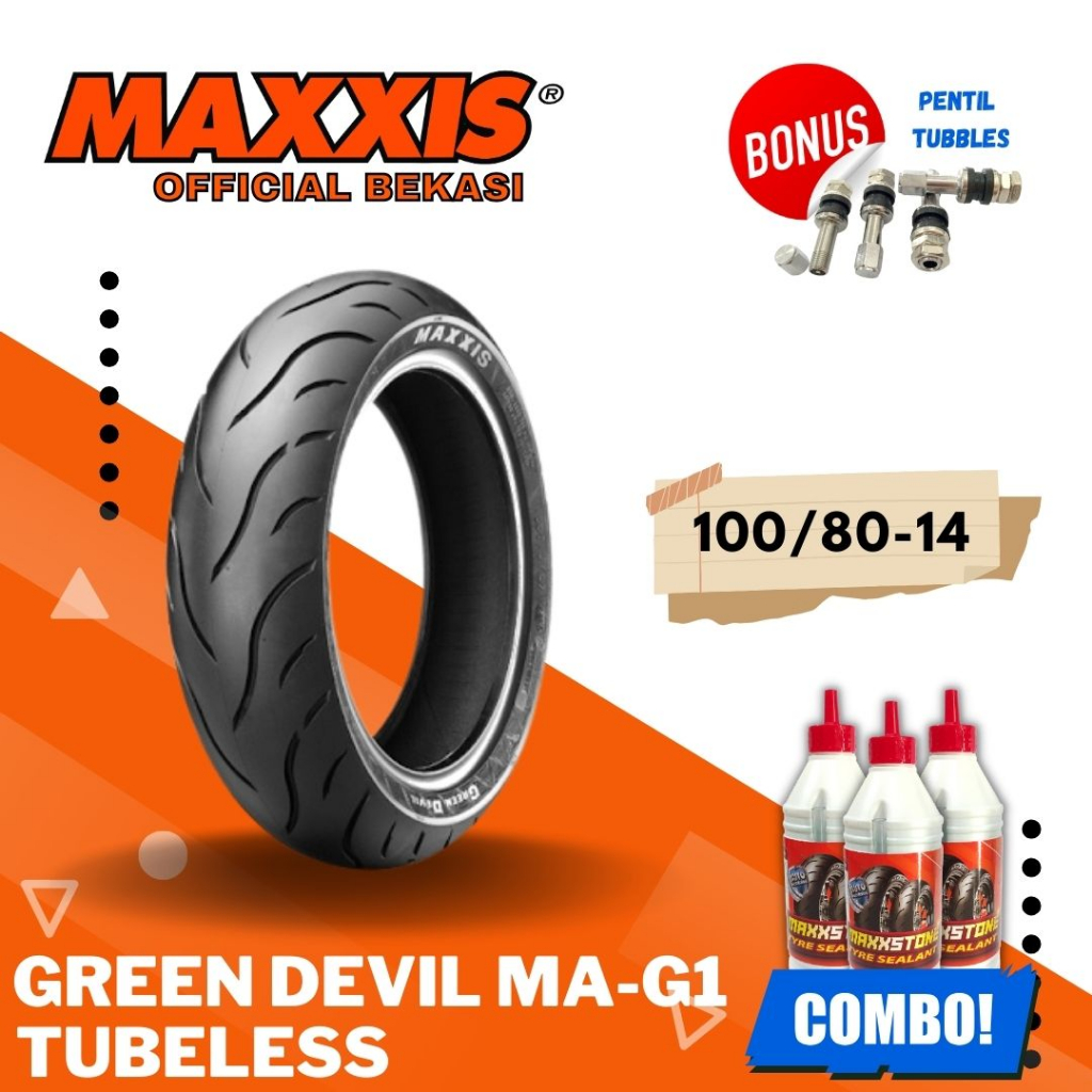 MAXXIS GREEN DEVIL 100 - 80 - 14 / BAN MAXXIS 100/80-14 / 100-80-14 TUBELESS BAN LUAR / BAN MATIC / BAN MOTOR MATIC